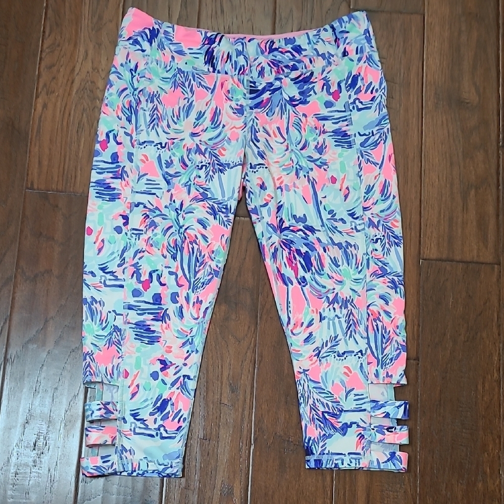 Lilly Pulitzer Luxletic Colorful Cabana Cocktail Cropped Leggings size XL